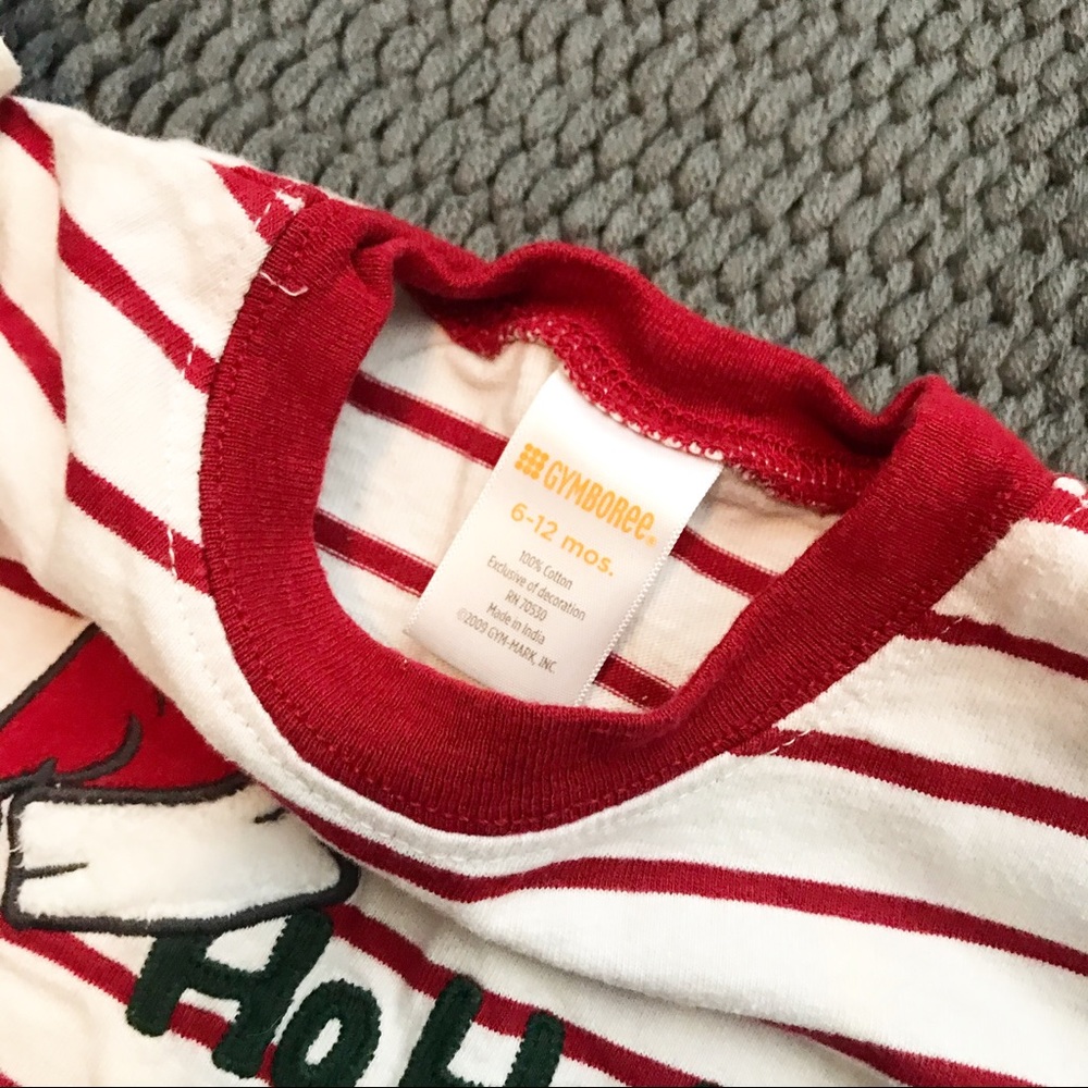 Gymboree Striped Ho Ho Ho Longsleeve T-Shirt Red - Picture 4 of 7